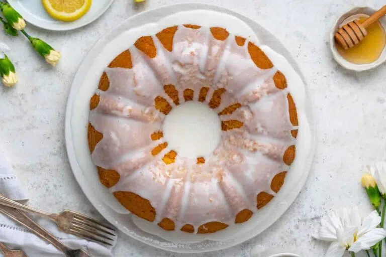Gluten Free Lemon Pound Cake overhead shot.