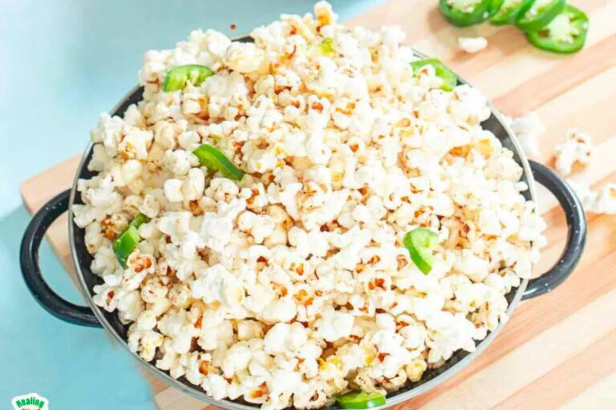 Jalapeno Popcorn in a pot.