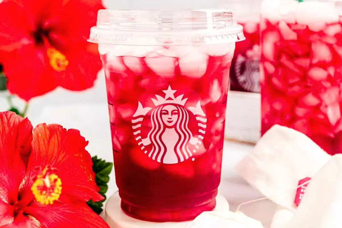 Starbucks Iced Passion Tango Tea close up look.