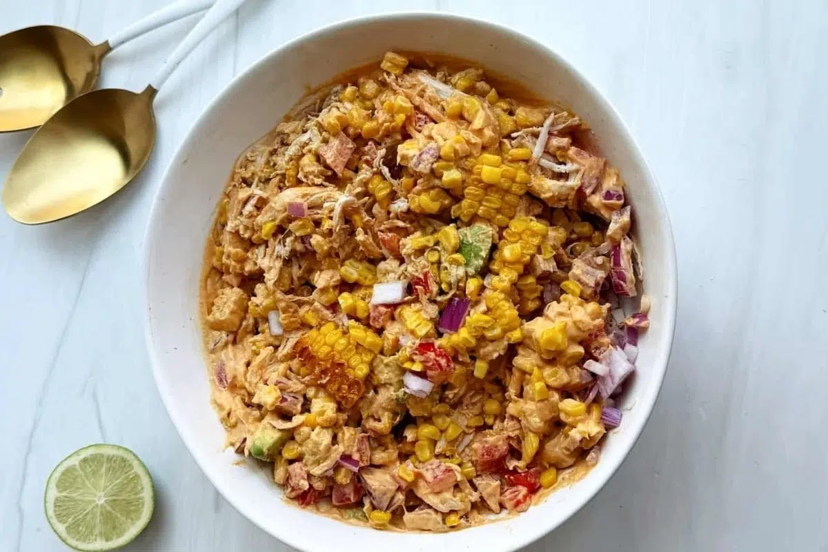 Street Corn Chicken Salad overhead view.