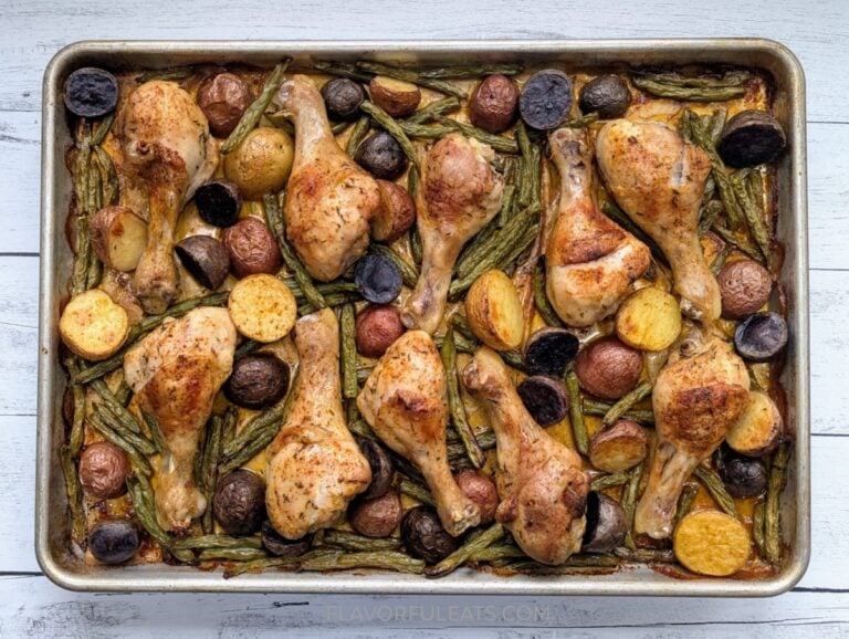 A sheet pan chicken meal.