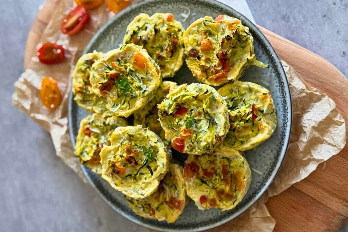 5-Ingredient Zucchini Egg Muffins overhead view.
