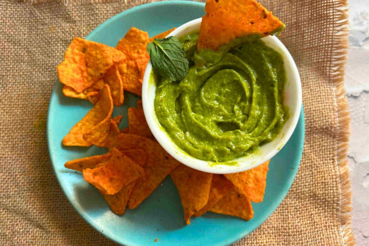 Amla Avocado Dip close up look.