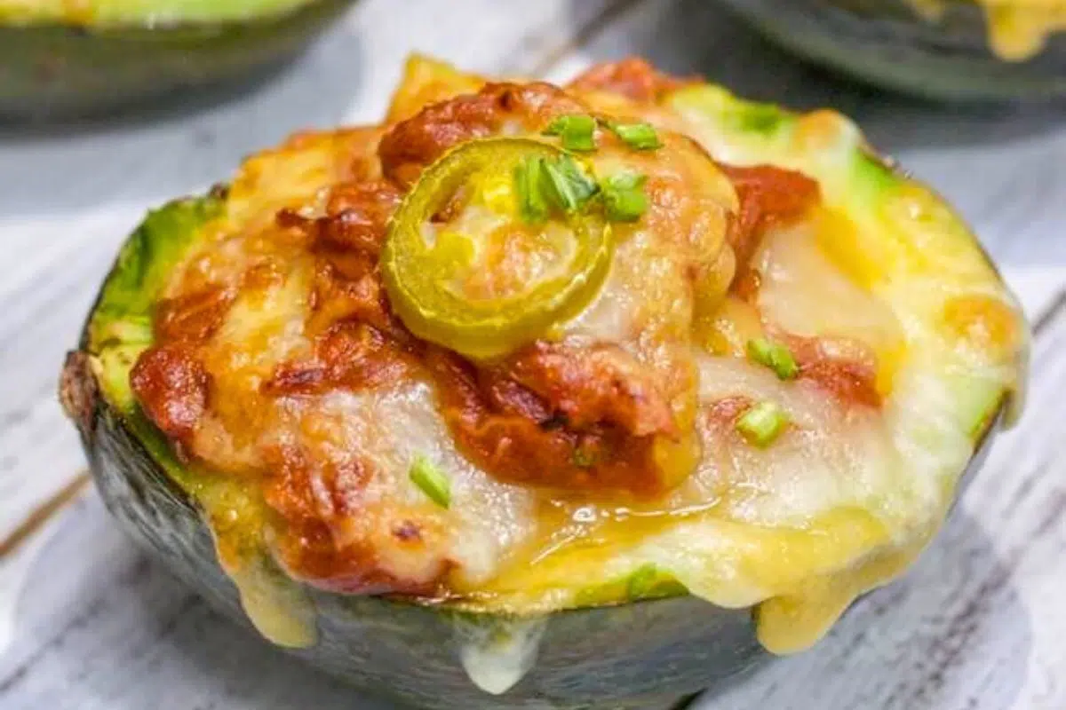 BBQ Stuffed Avocado close up look.