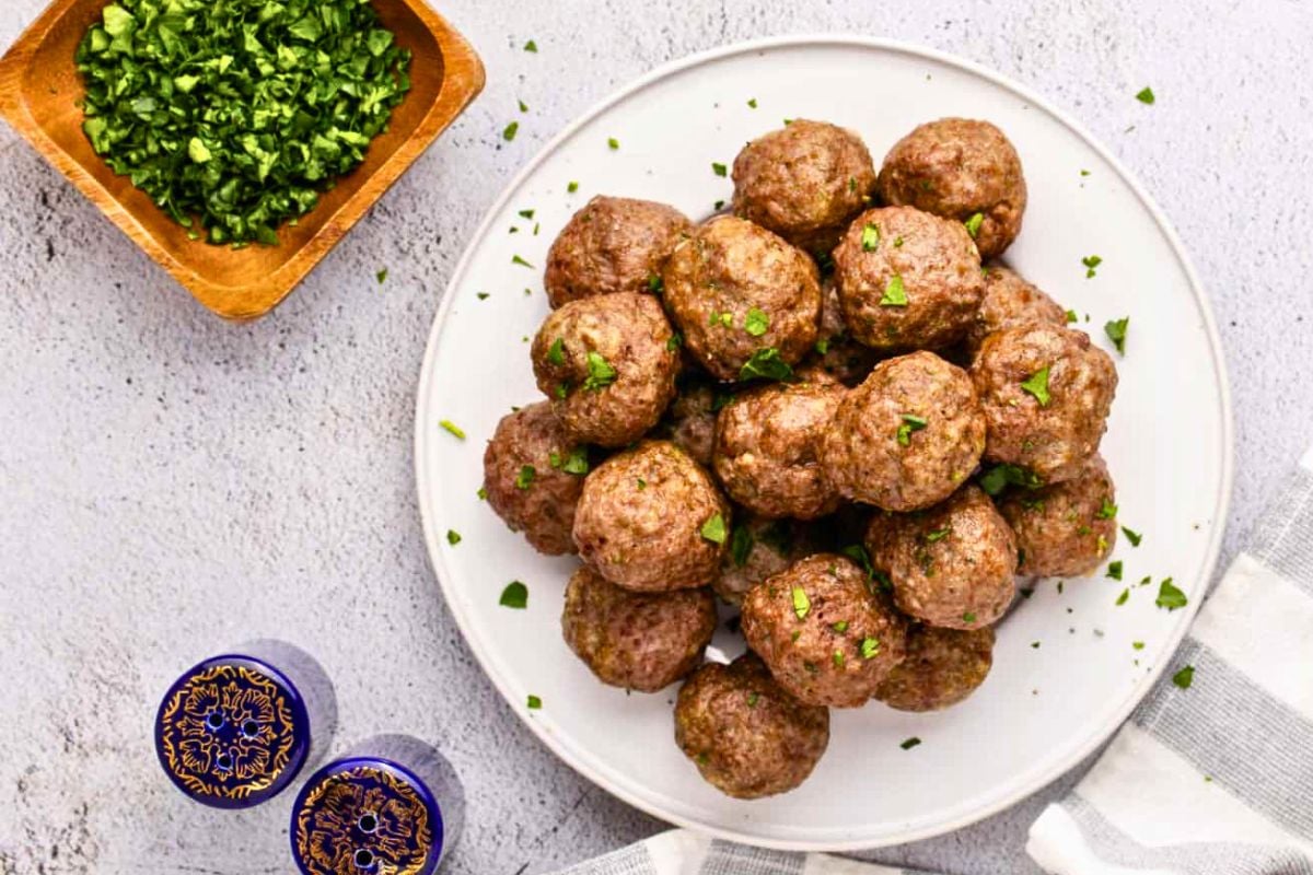 Carnivore Meatballs overhead shot view. 