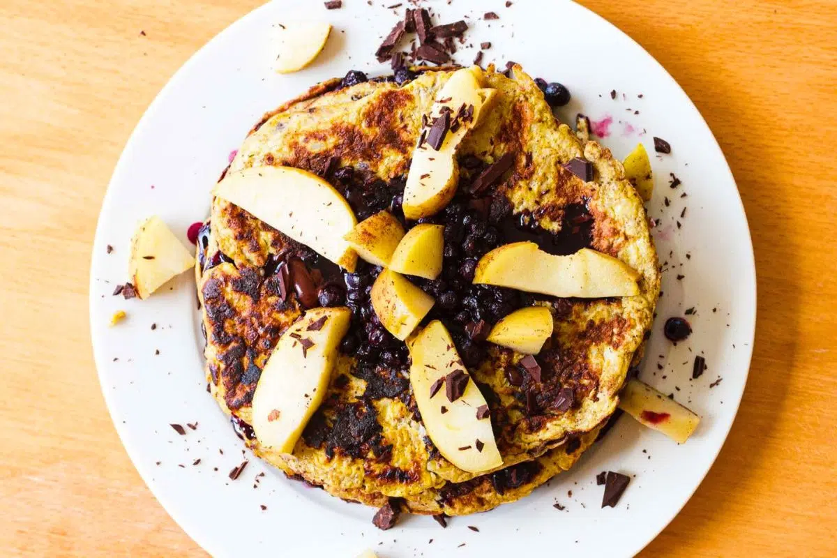 Flourless Pancakes overhead view.