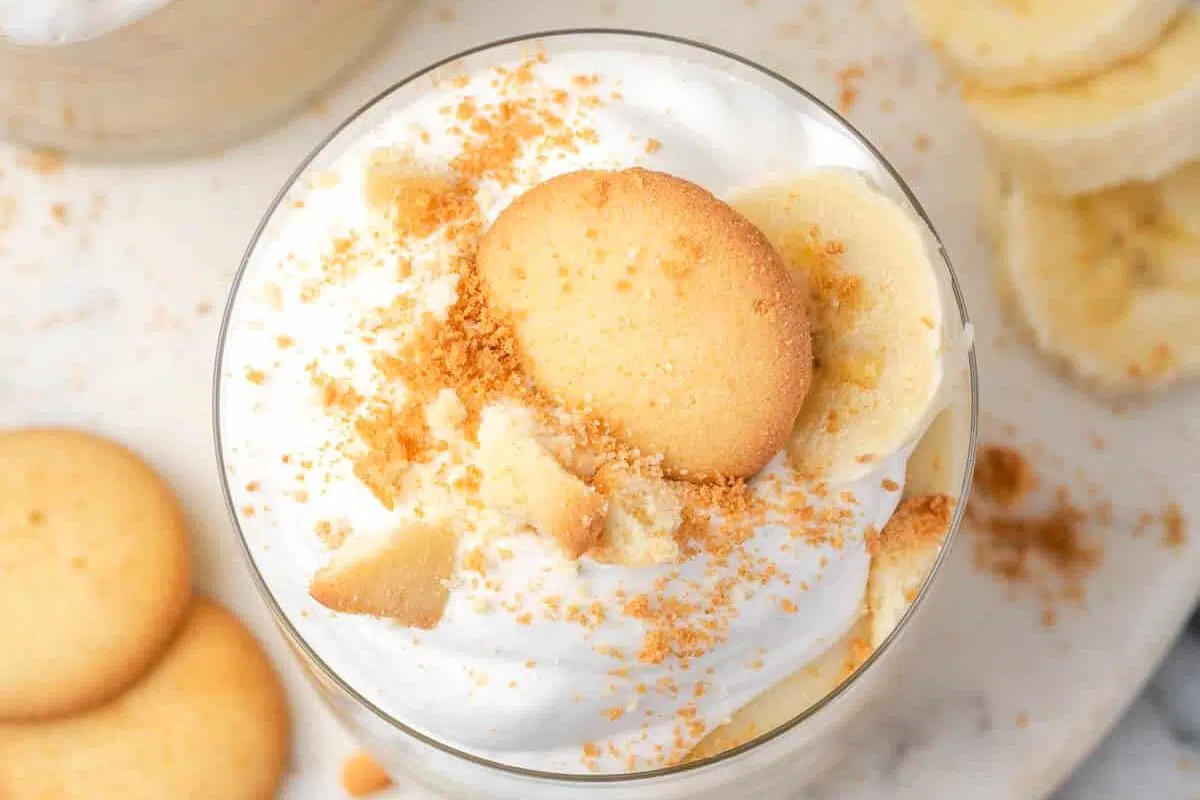 Homemade Banana Pudding close up look.