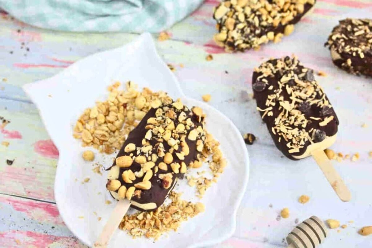 Homemade Ice Cream Bars overhead view.