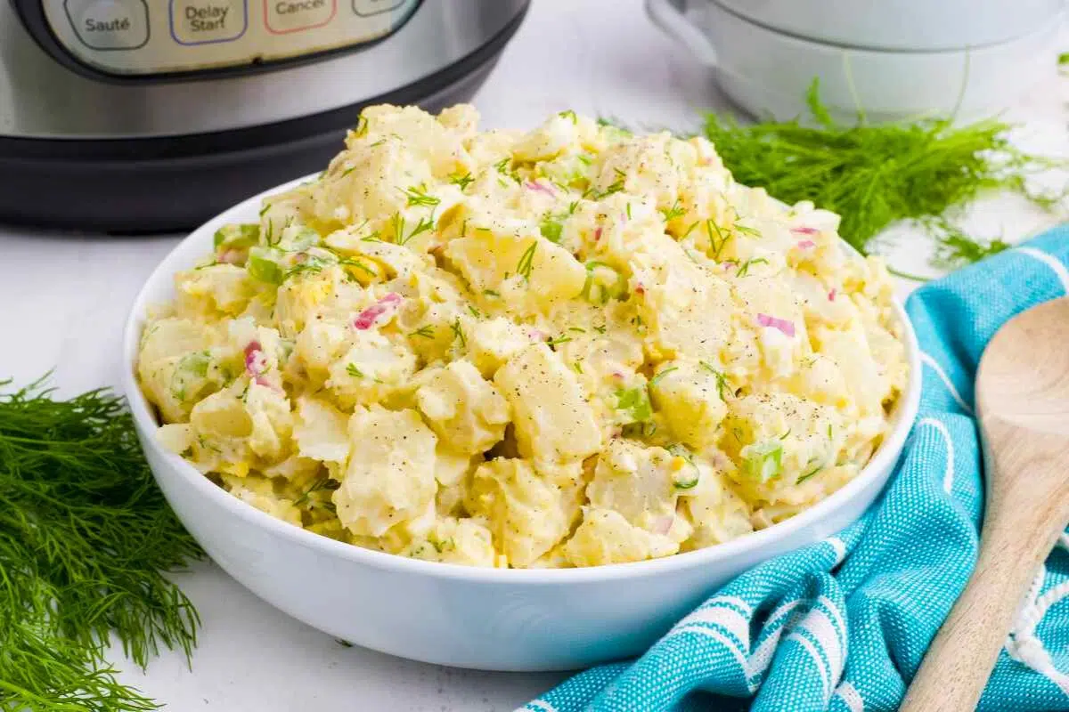 Instant Pot Potato Salad served in a bowl.