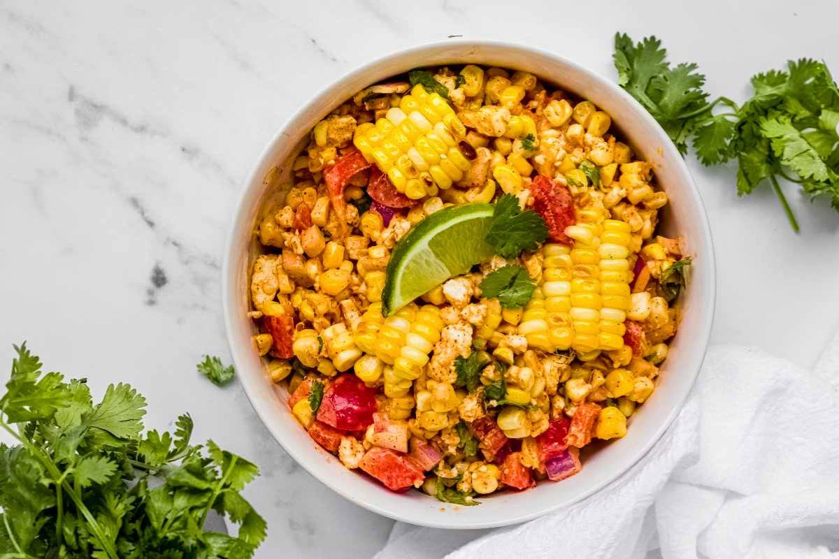 Mexican Street Corn Salad overhead view.