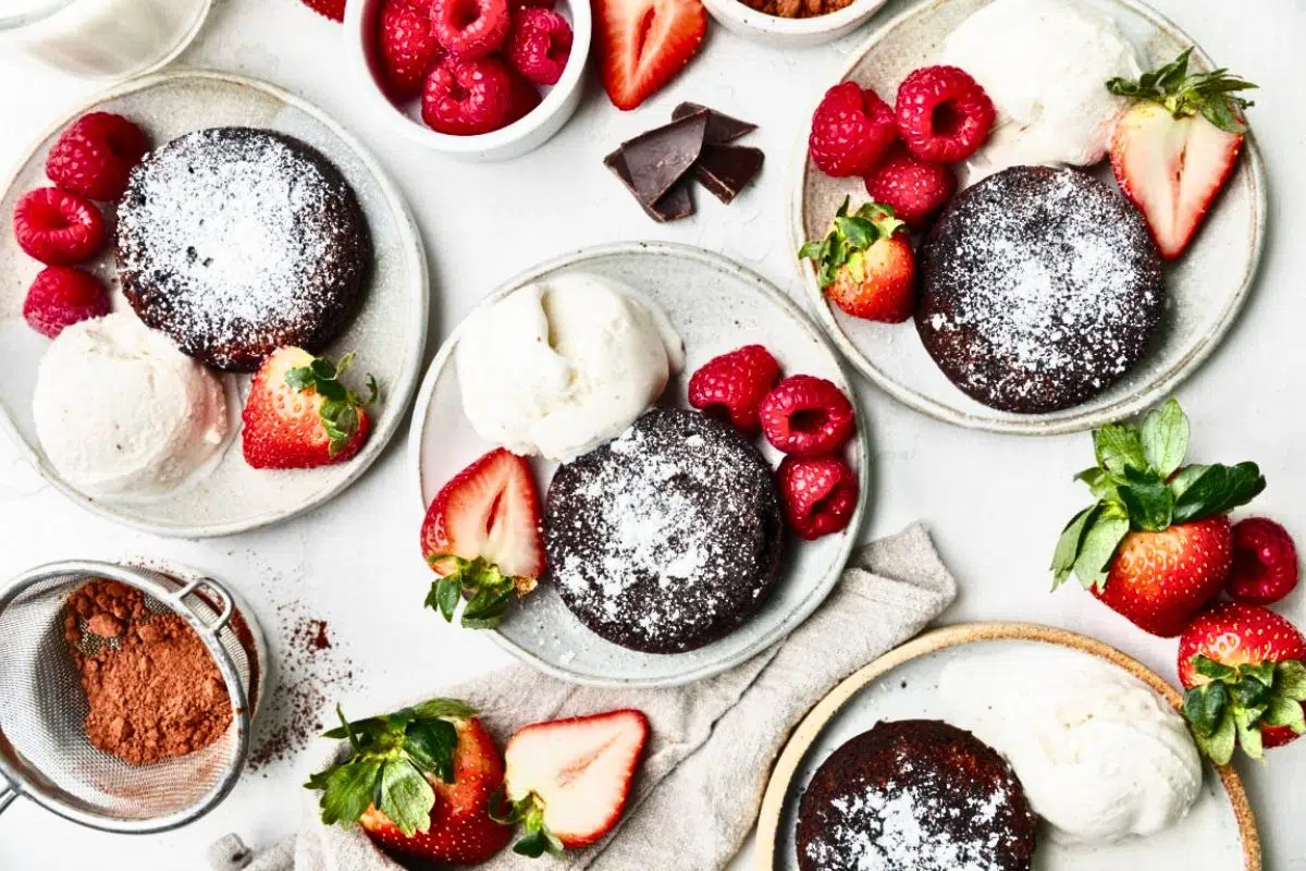 Molten Chocolate Mini Lava Cakes overhead view.