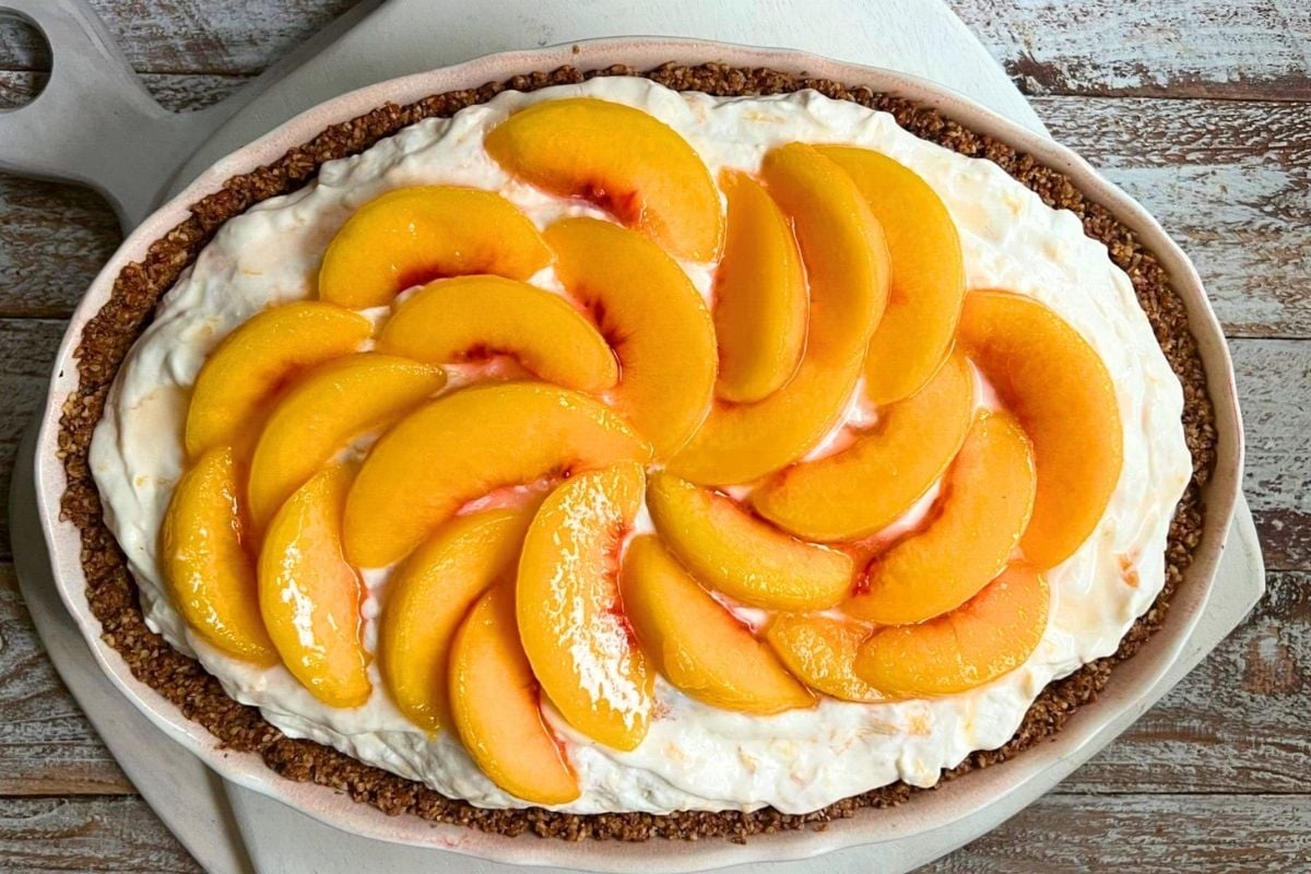 Peaches and Cream Dessert overhead view.