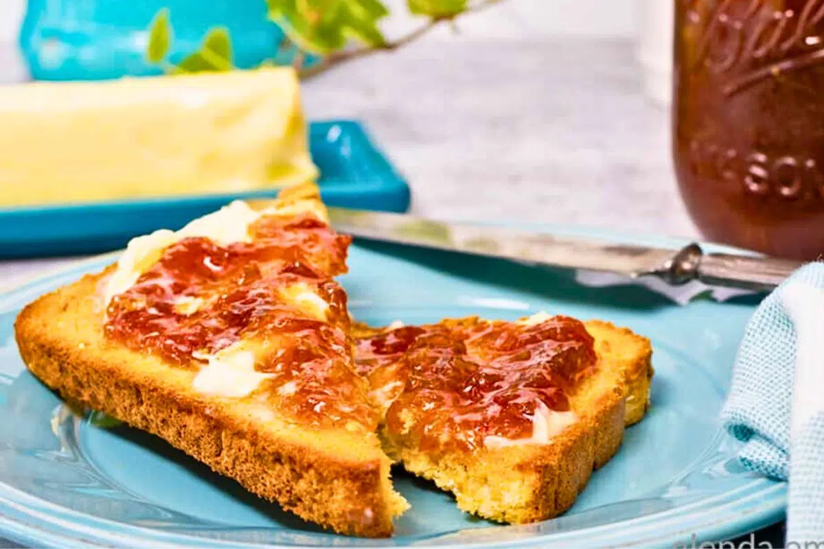 Rhubarb Jam Recipe, Easy Freezer Jam in a plate.