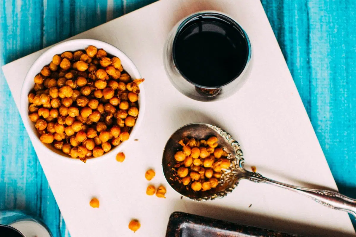 Roasted Spiced Chickpeas overhead view.