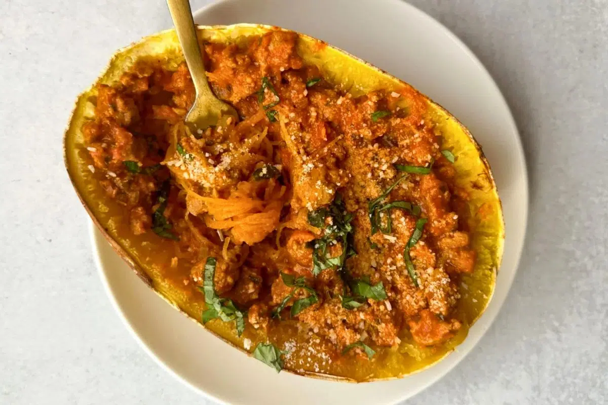 Stuffed Spaghetti Squash overhead view.