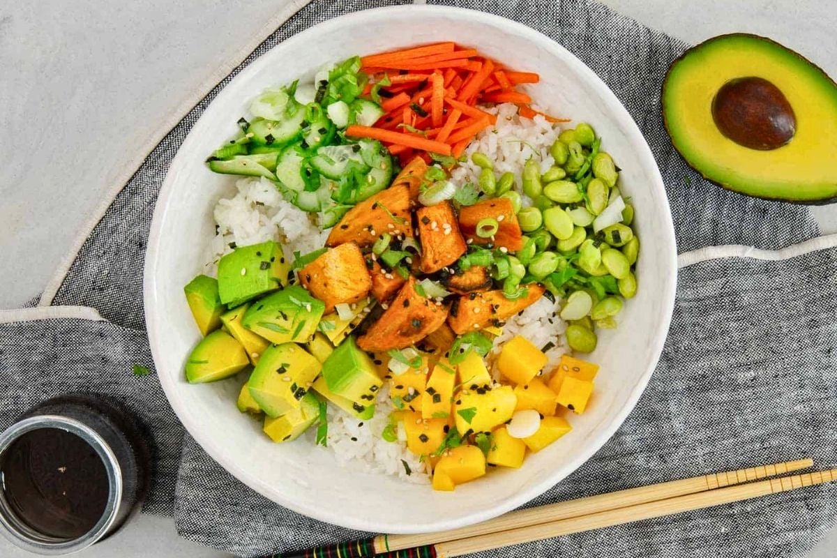 Sushi Salad Bowl served in a bowl. 