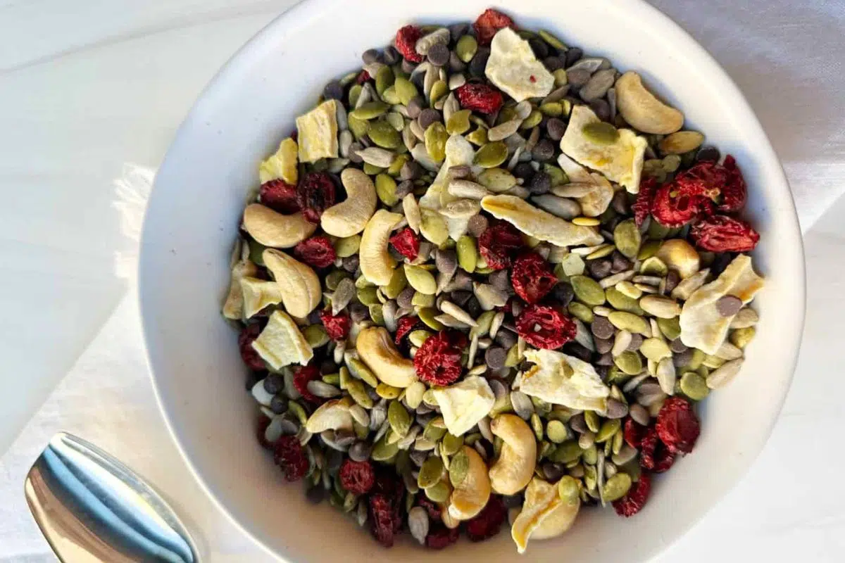 Trail Mix served in a bowl.