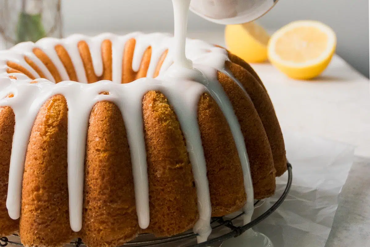 Gluten Free Lemon Pound Cake side shot.