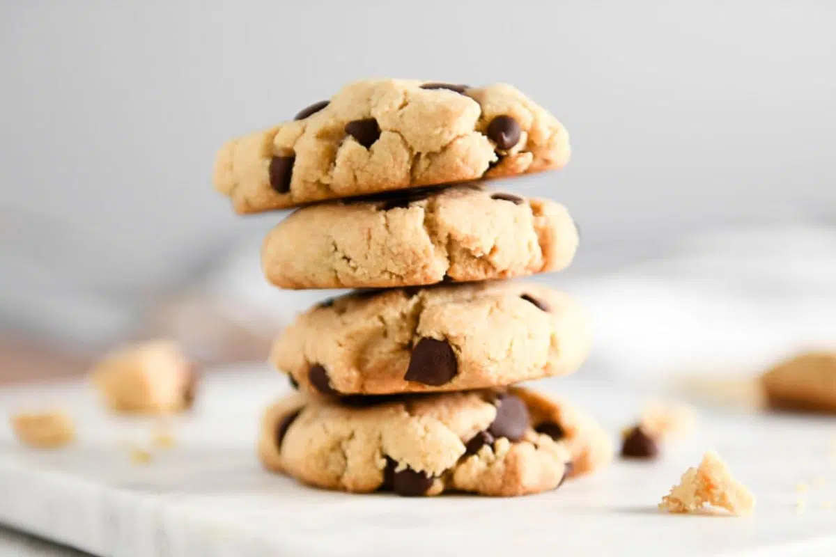 Almond Flour Chocolate Chip Cookies close up look.