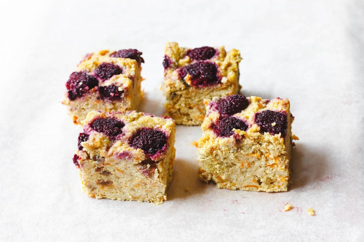 Apple Carrot Snack Cake loaded with berries.