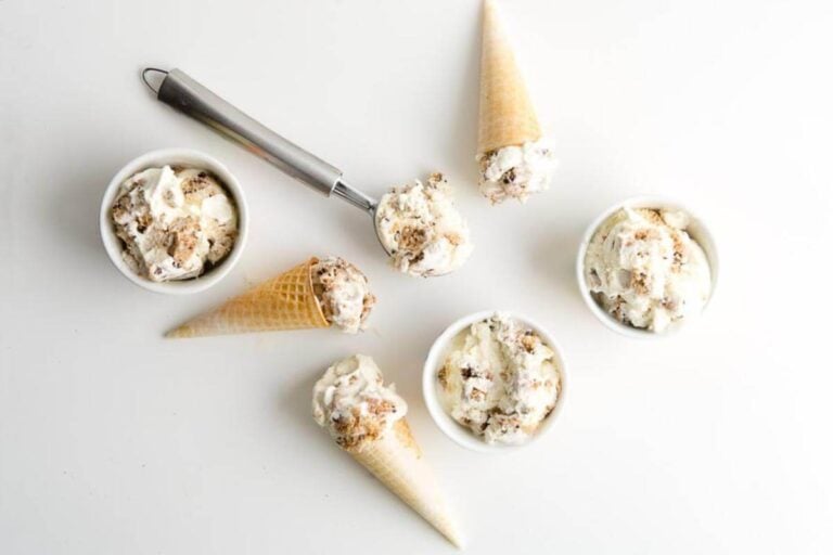 Cookies and cream ice cream cones.