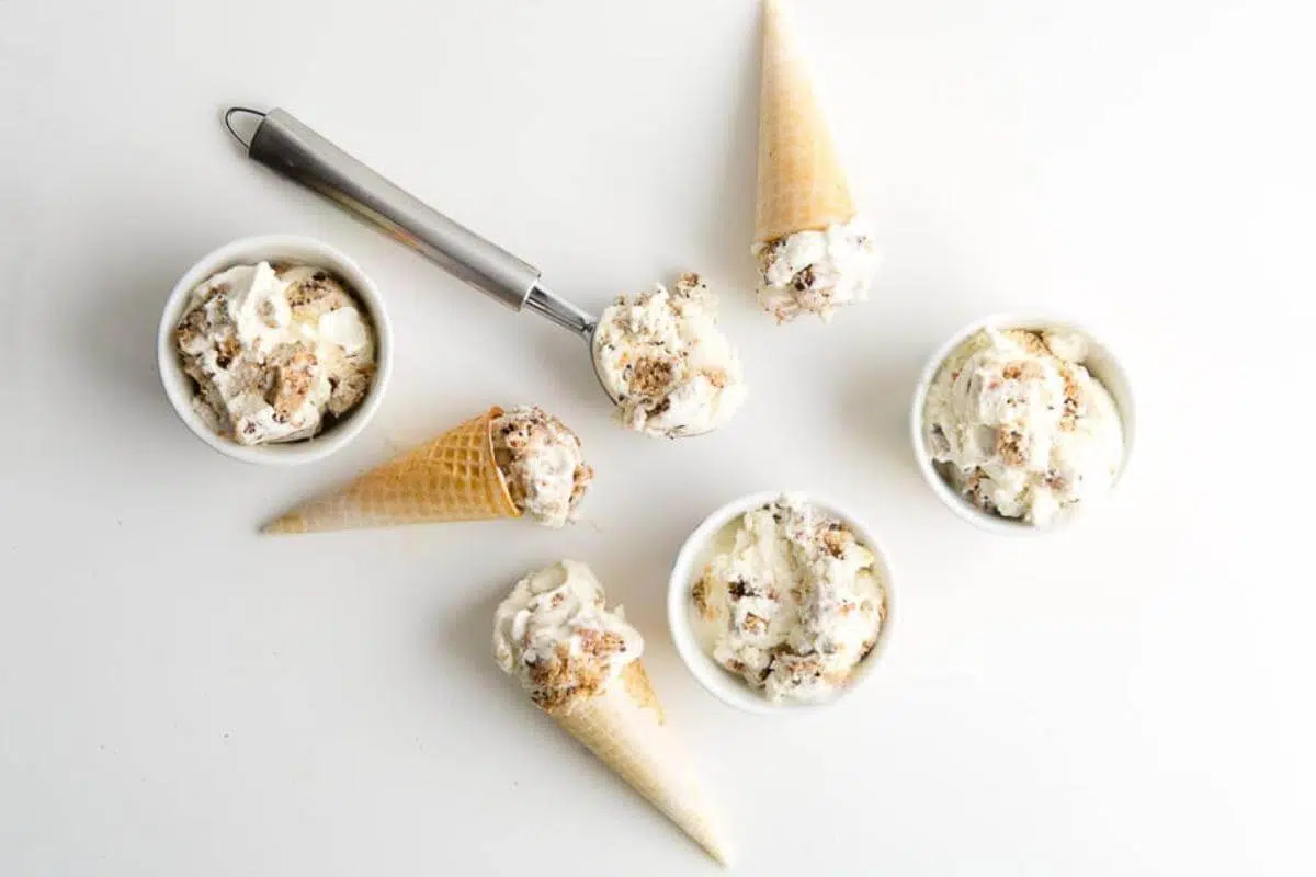 Cookies and cream ice cream cones.