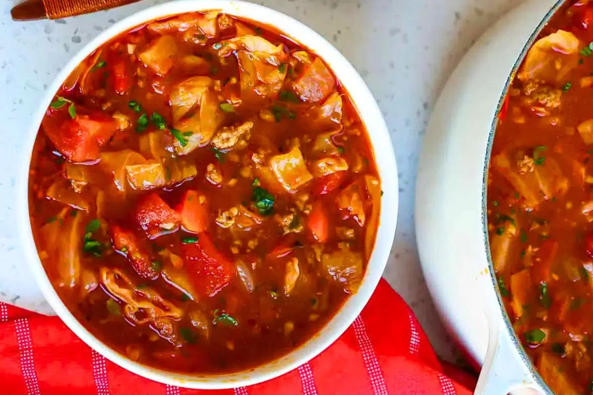 Cabbage Soup in a bowl.