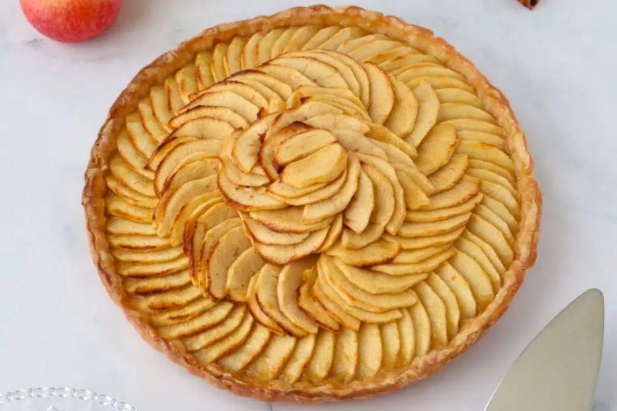 French Apple Tart close up look.