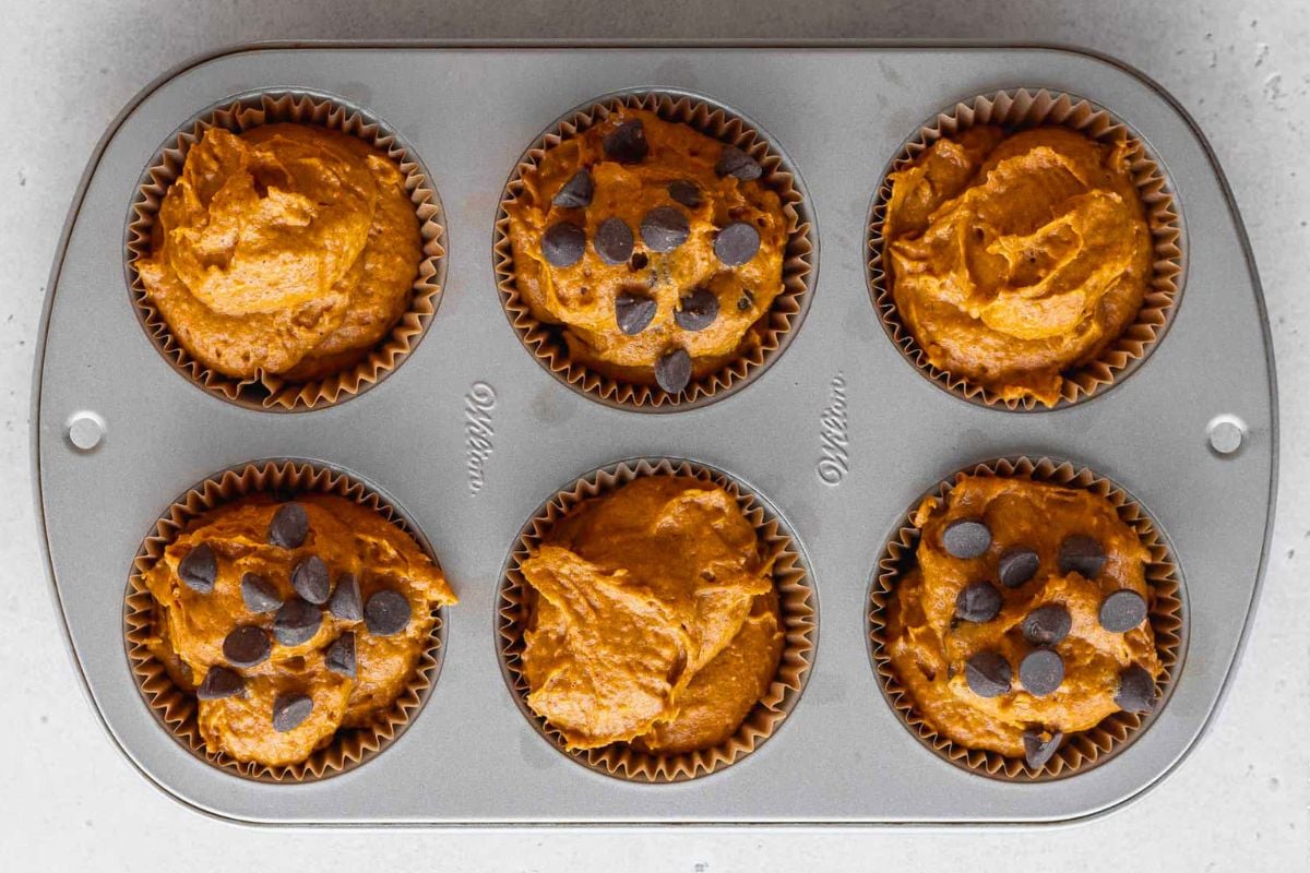 Pumpkin Muffins in a baking tin.