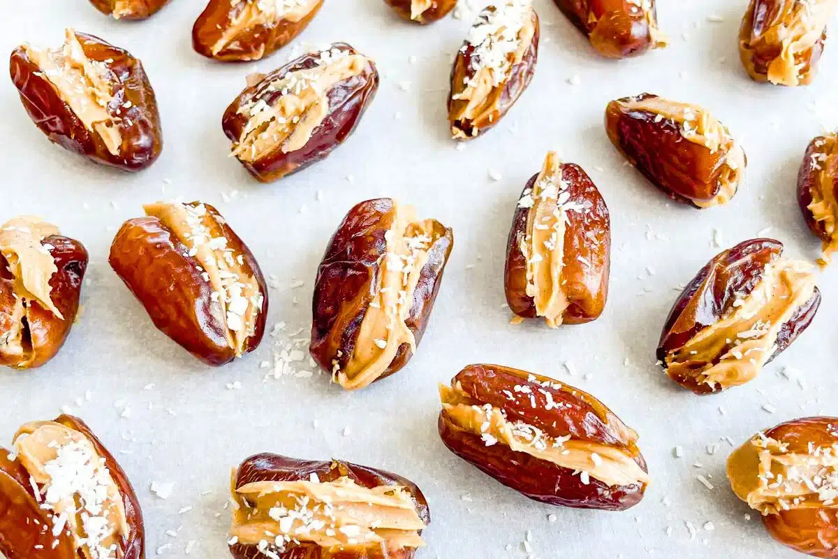 Peanut Butter Stuffed Dates close up look.
