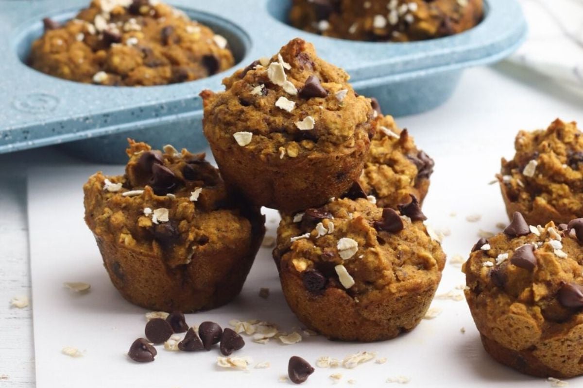 Pumpkin Muffins with Oat Flour close up look.