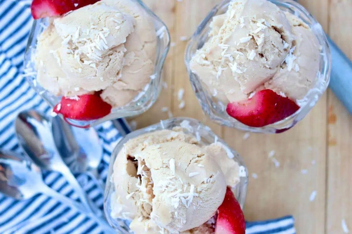 Scoops of homemade ice cream.