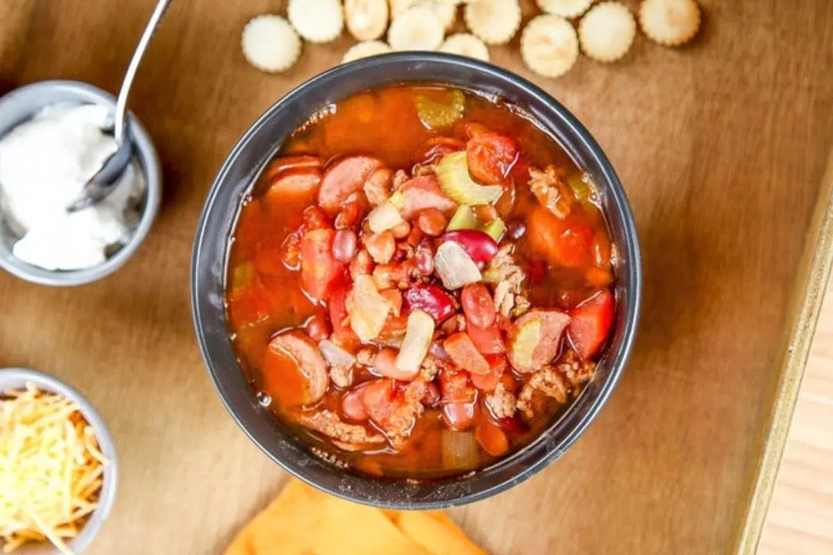 Slow Cooker Turkey Chili overhead view.