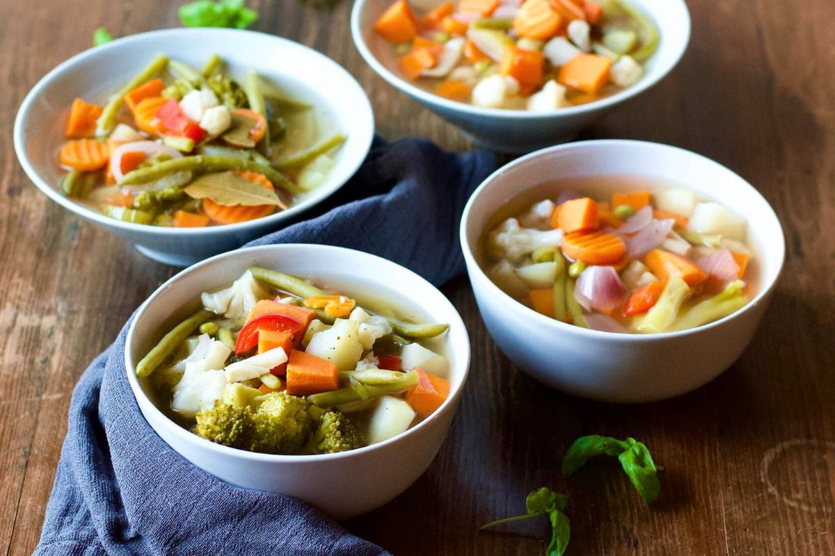 Spicy Vegetable Sour Soup served in bowls.