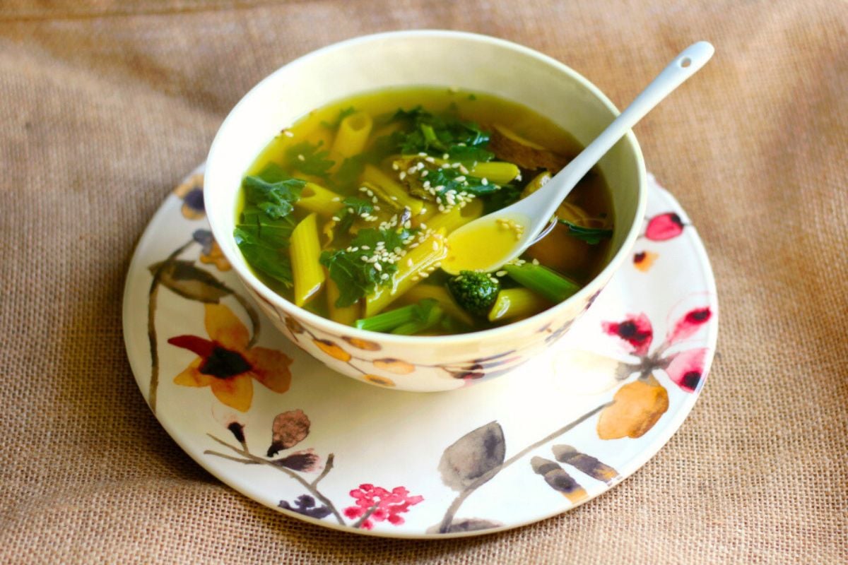 Tummy Healing Soup served in a bowl.