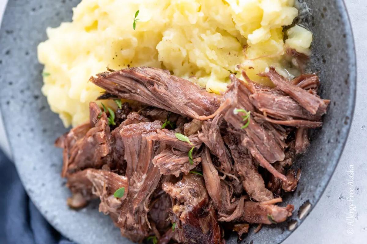 Pot roast and mashed potatoes.