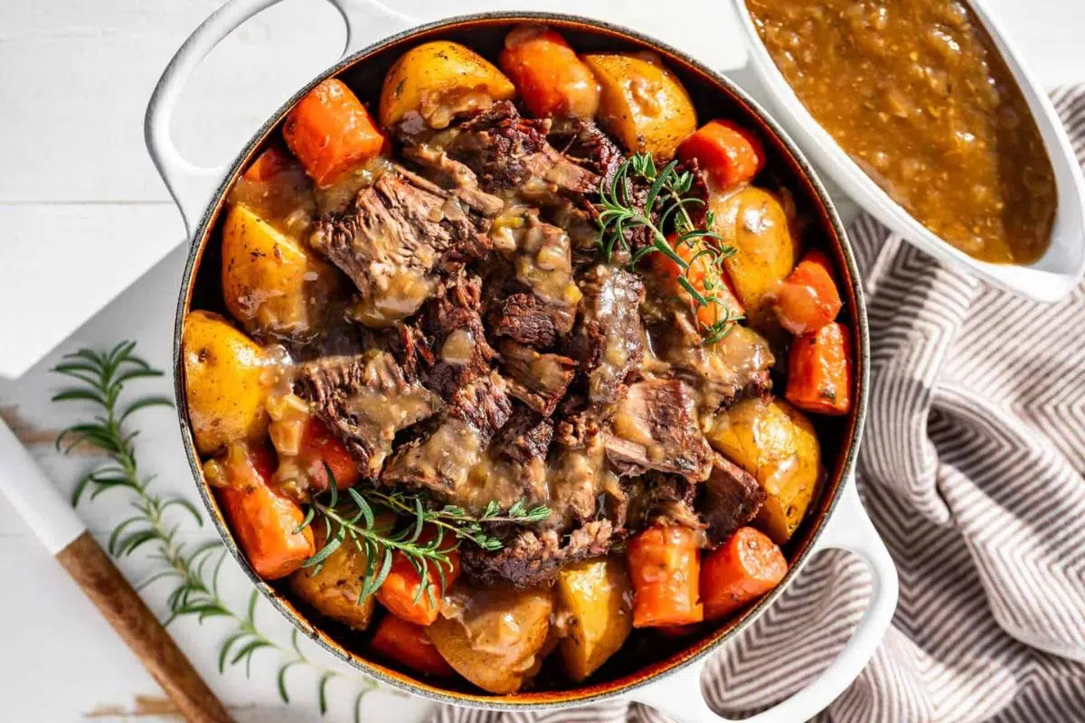 Pot roast in a dutch oven.