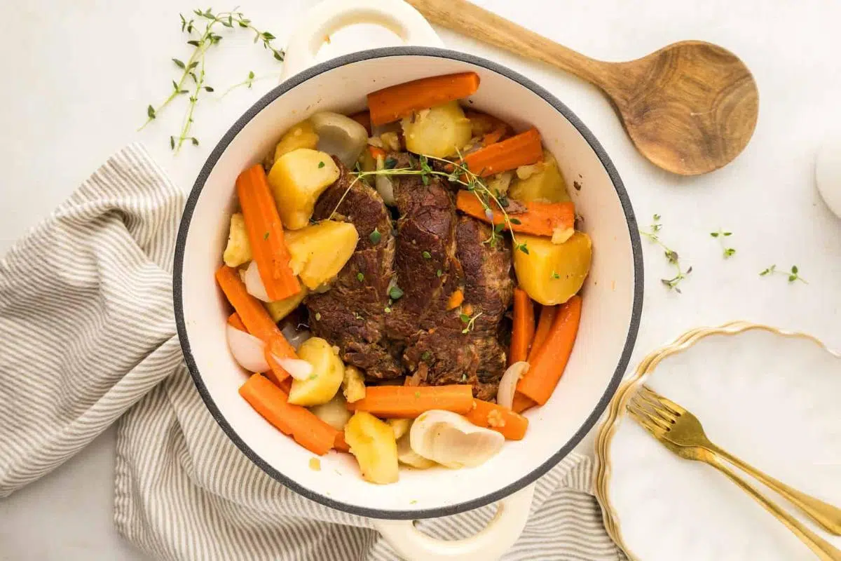 Pot roast in a dutch oven.