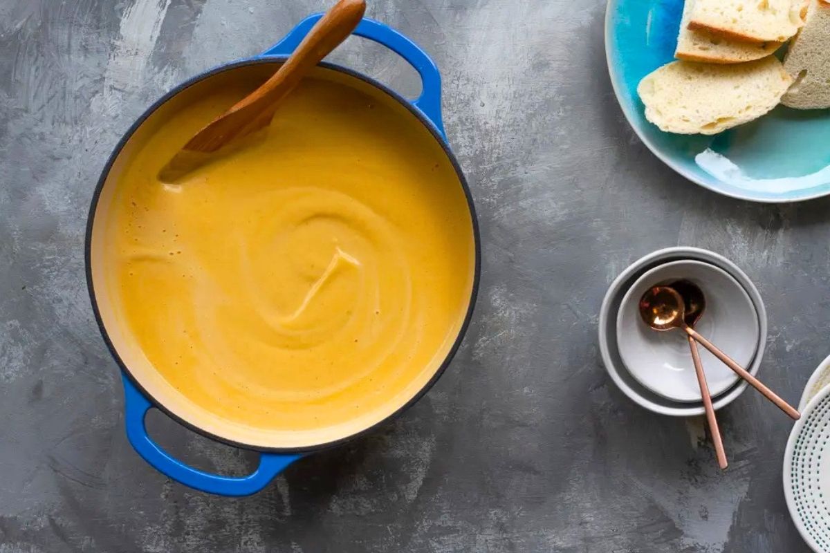 Spicy Butternut Squash Soup overhead view.