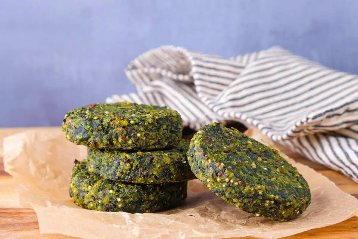 Vegan swiss chard patties close up look.