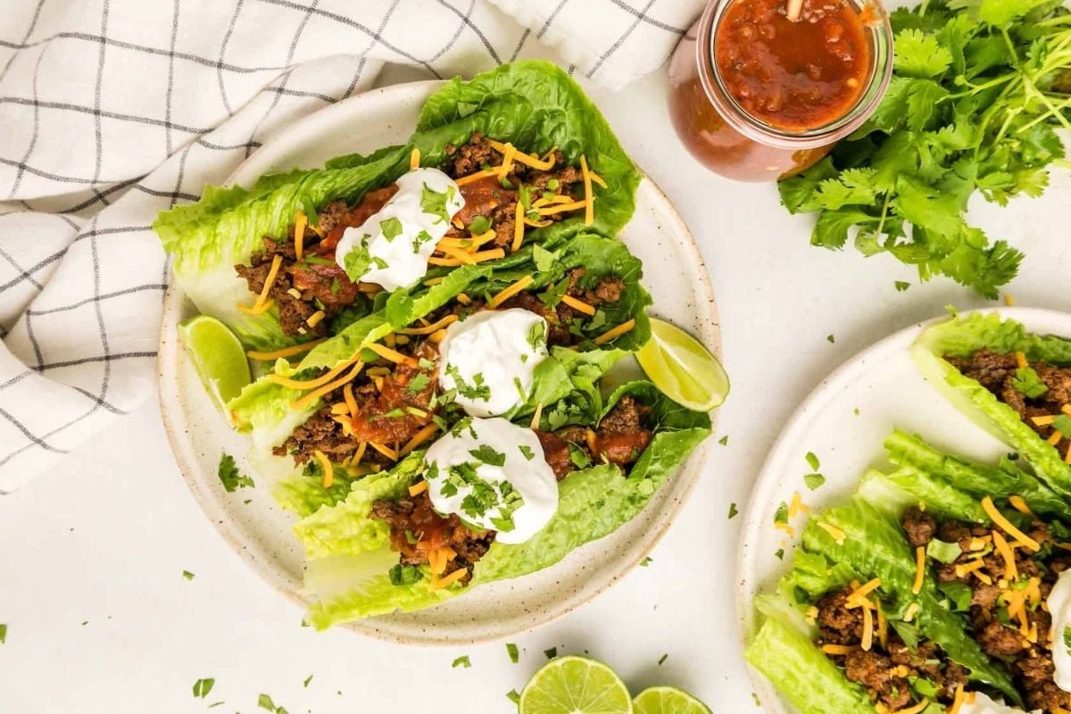 Taco Lettuce Wraps served on a plate.