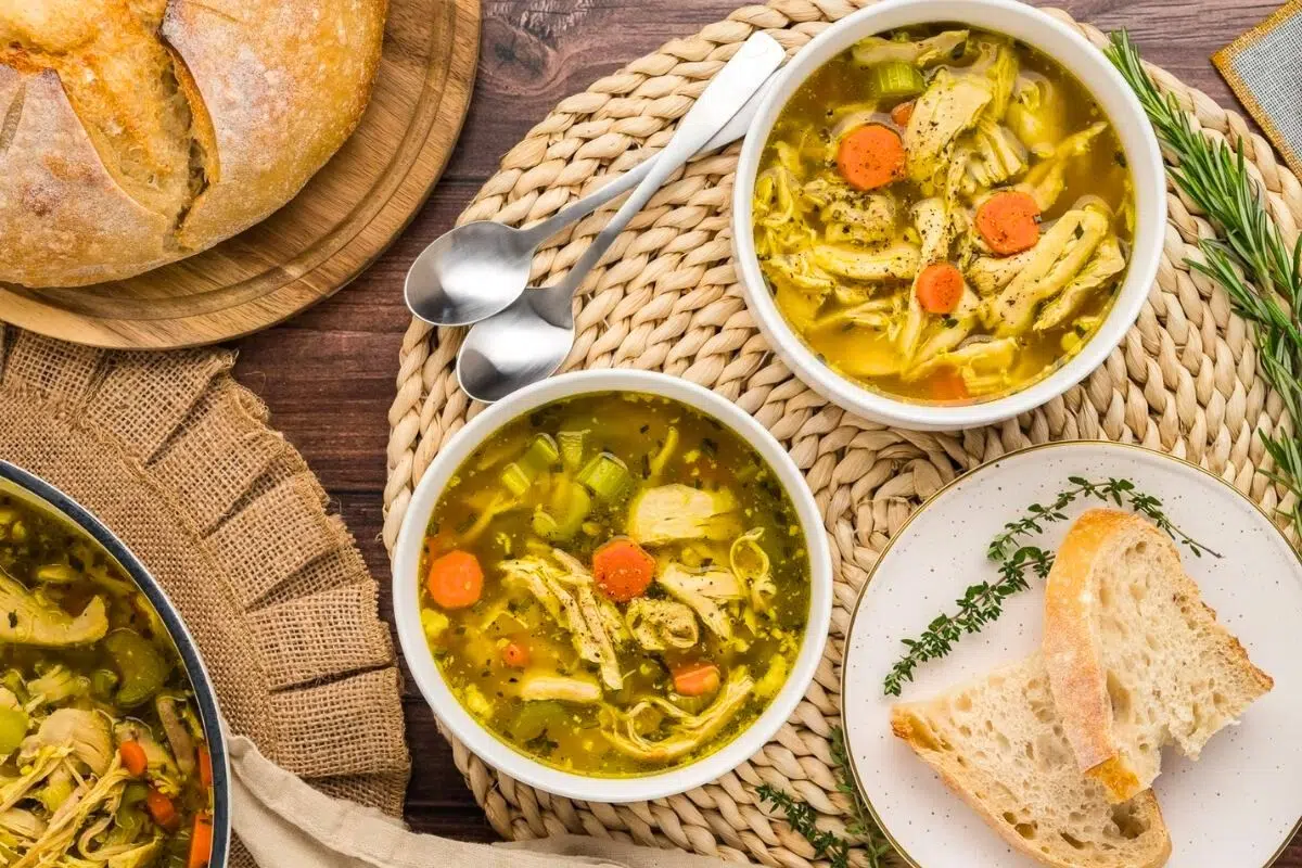 Chicken Lemon Soup overhead view.