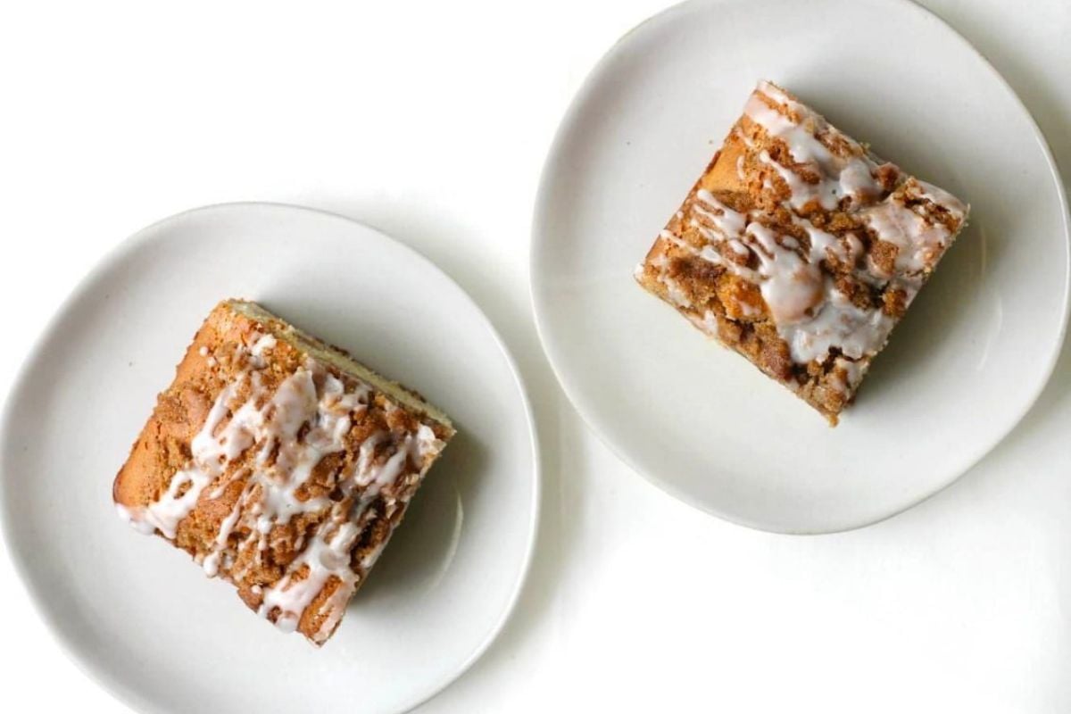 Coffee Cake with Cinnamon Streusel overhead view.