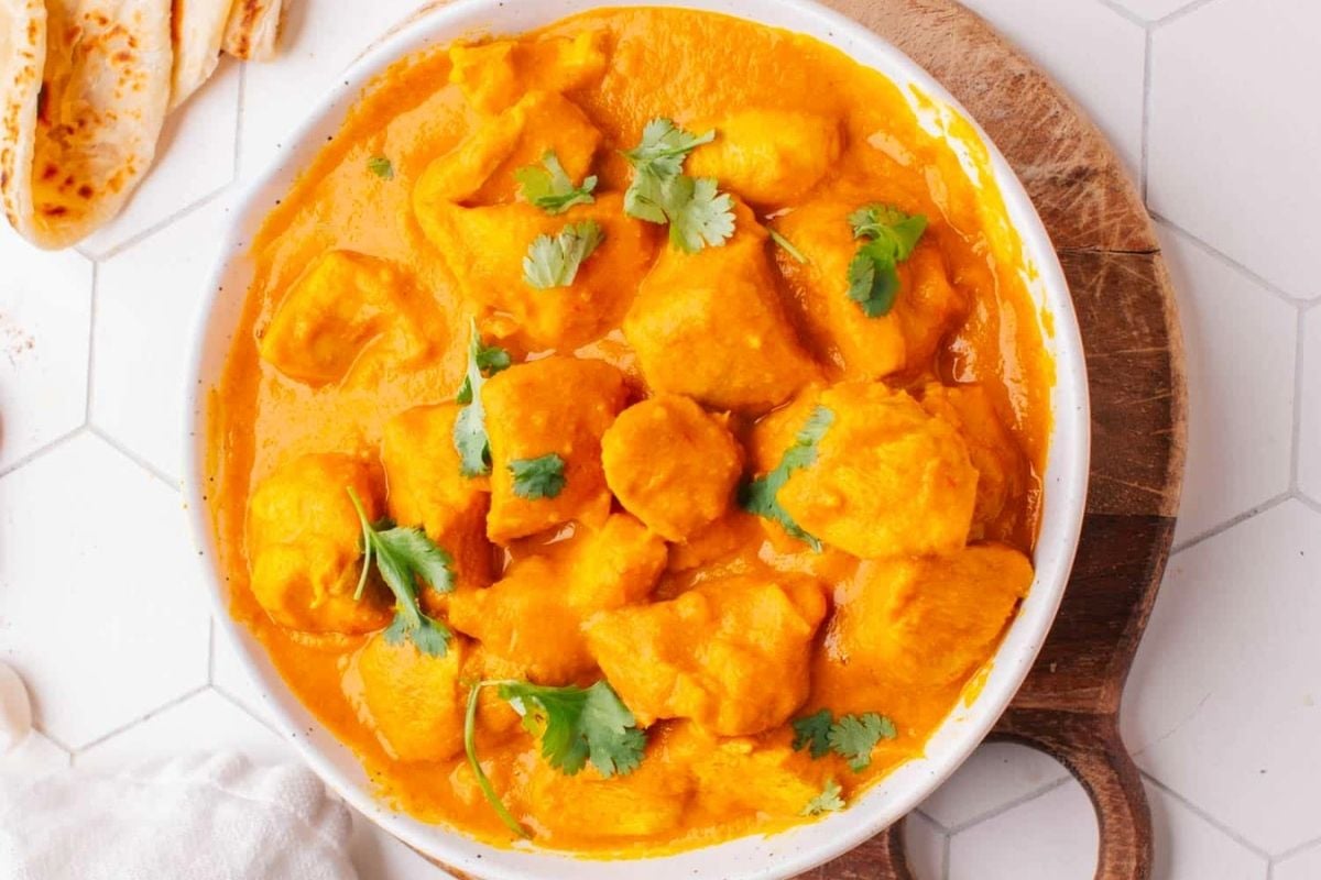 Coconut Curry Chicken garnished with parsley.