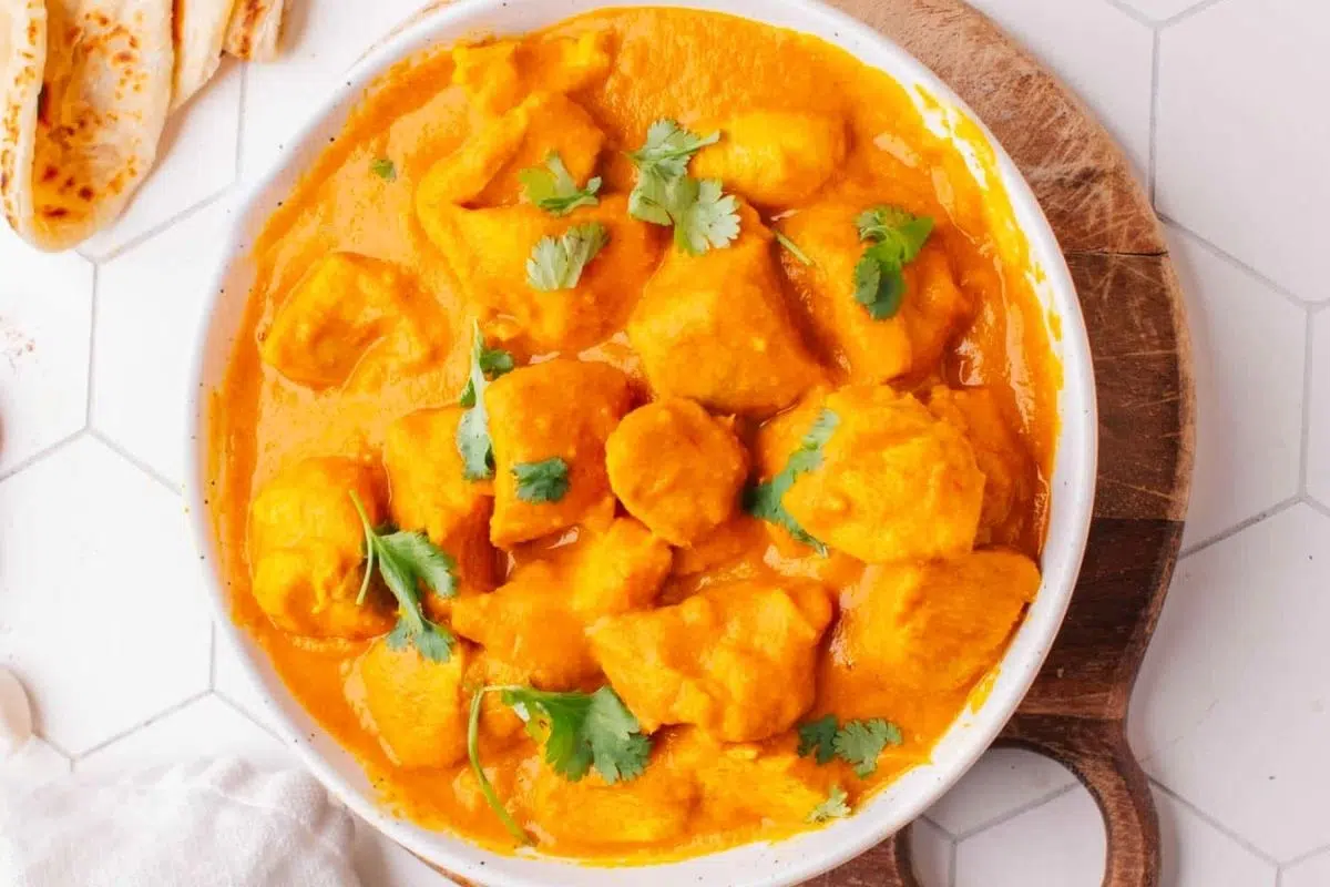 Coconut Curry Chicken garnished with parsley.