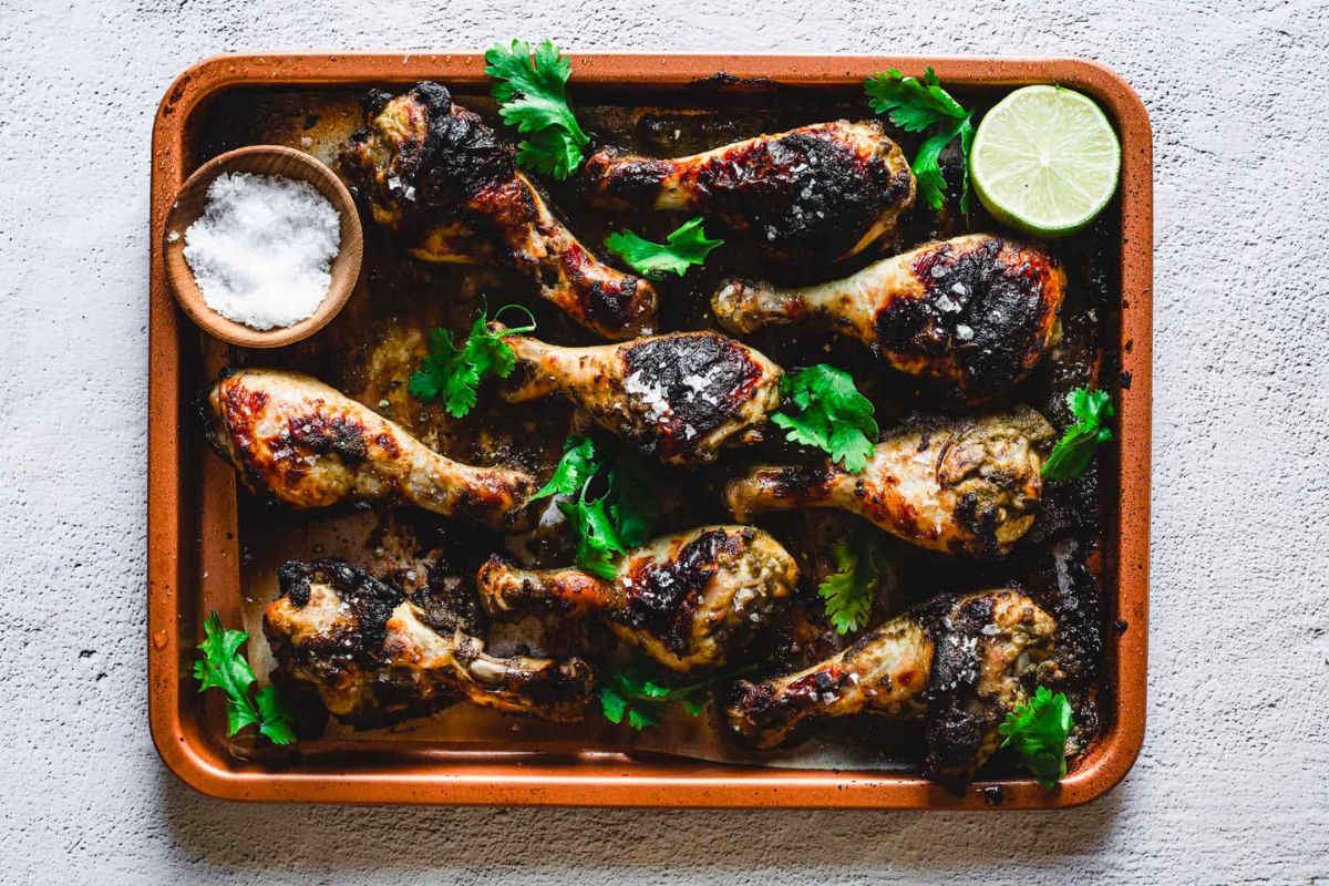 Colombian Chicken Drumsticks with cilantro.