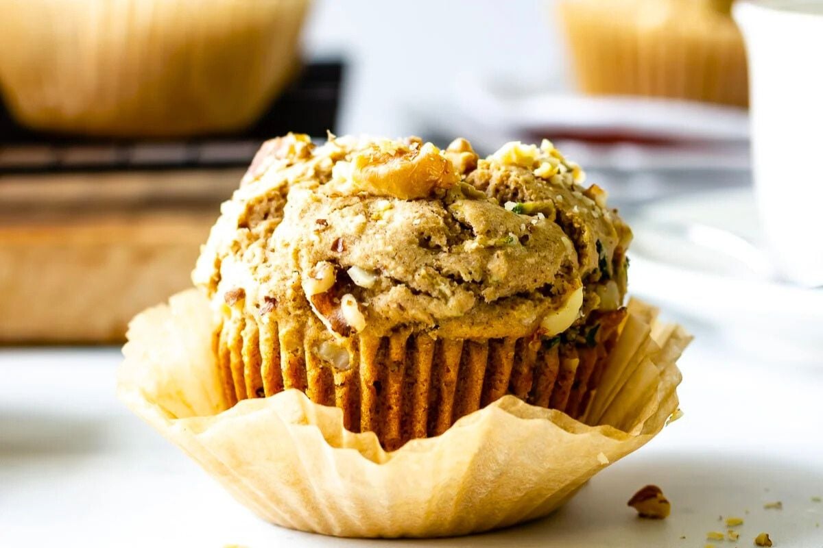Zucchini Muffins in a cupcake liner.