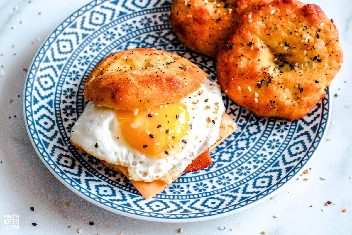 Keto Bagels with Fathead Dough with egg.
