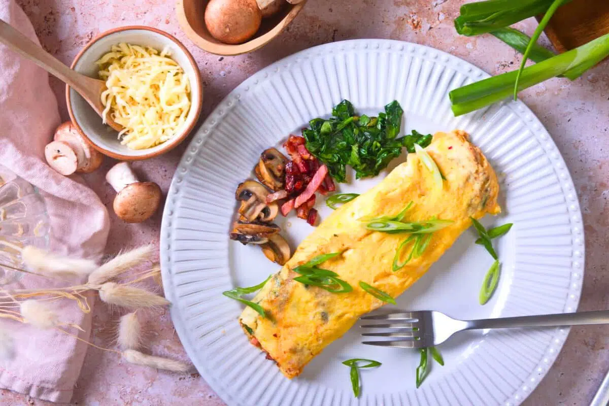 Kimchi Omelette overhead view.