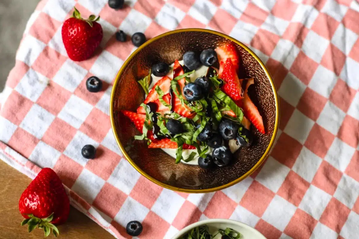 Yogurt overhead view.